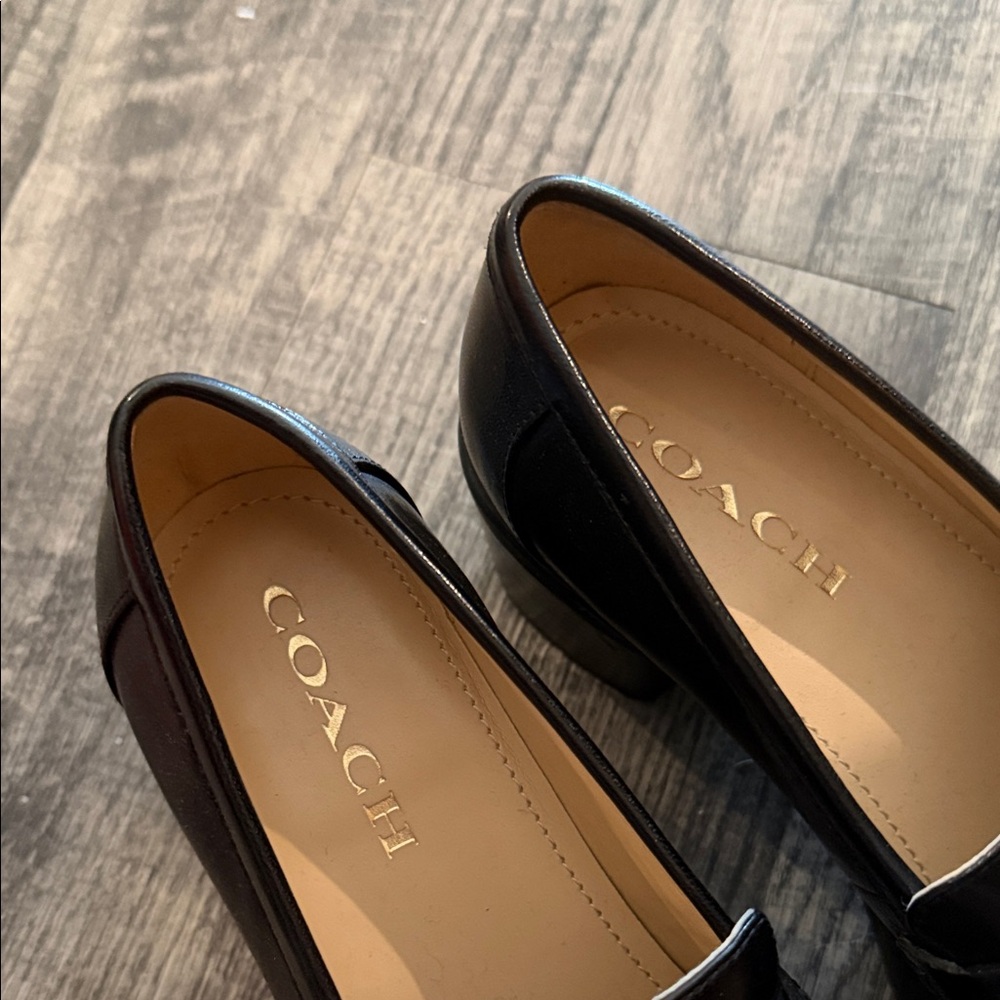 Coach Women's Black Chunky Loafers - Picture 2 of 5